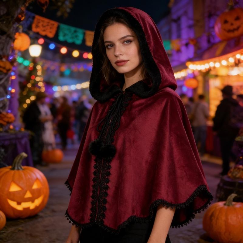 Kid Adult Medieval Cape Renaissances Costume Velvet Cape Wrap Short Thin Cloak for LARP Halloween Cosplay Party
