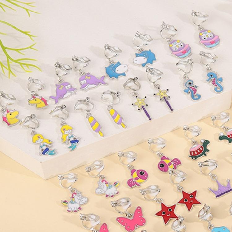 Pairs of 20 Earrings for Girls Star Plant Shape Non-pierced Earring for Teen