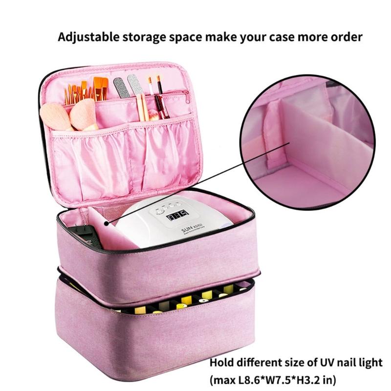 Nagellack Aufbewahrungsbox Doppelschichtige Tragetasche Nagellack Tragbare Organizer Tasche Stoßdämpfung Nagelset Zubehör