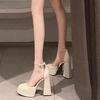 Fashion 2024 New Women's Shoes Buckle Strap Women's High Heels Fashion Square Toe Dress Pumps Women Hot Sale Plus Size Solid Heels Women