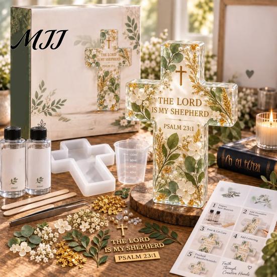 Craft Supplies for Adults Epoxy Resin Kit And Mold Complete Set Beginners, DIY Religious Shape Dried Flower Crafting Art with Silicone Molds, Flowers