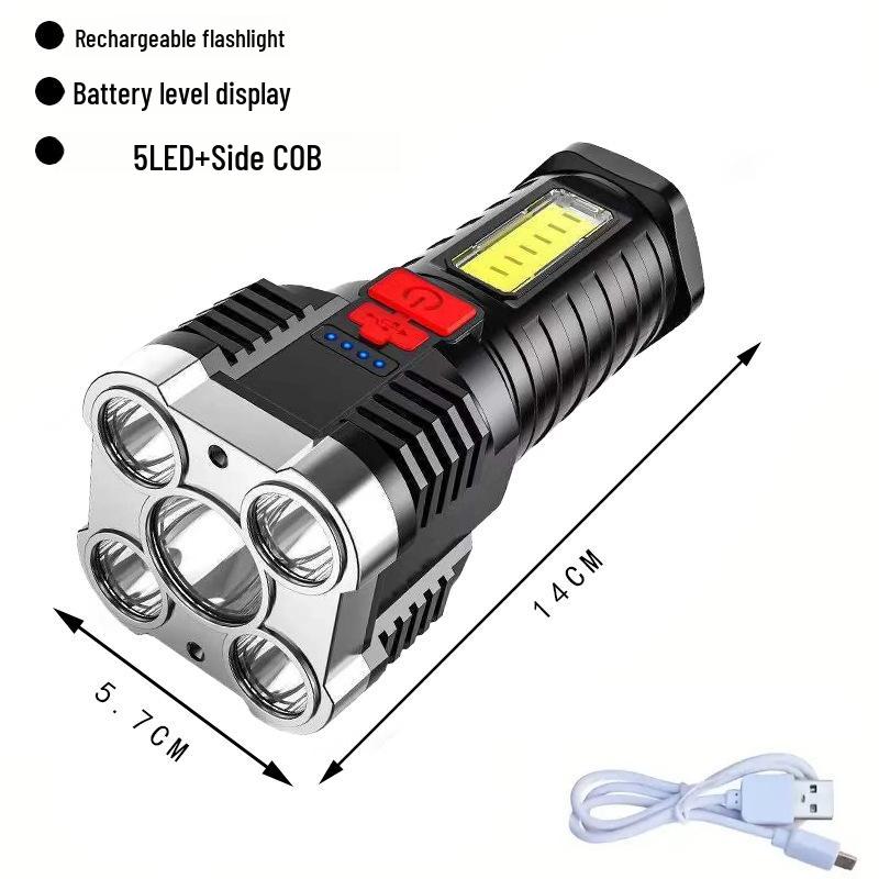 Portable Multifunctional COB LED Flashlight: USB Rechargeable, Mini Size, Bright Outdoor Work Light