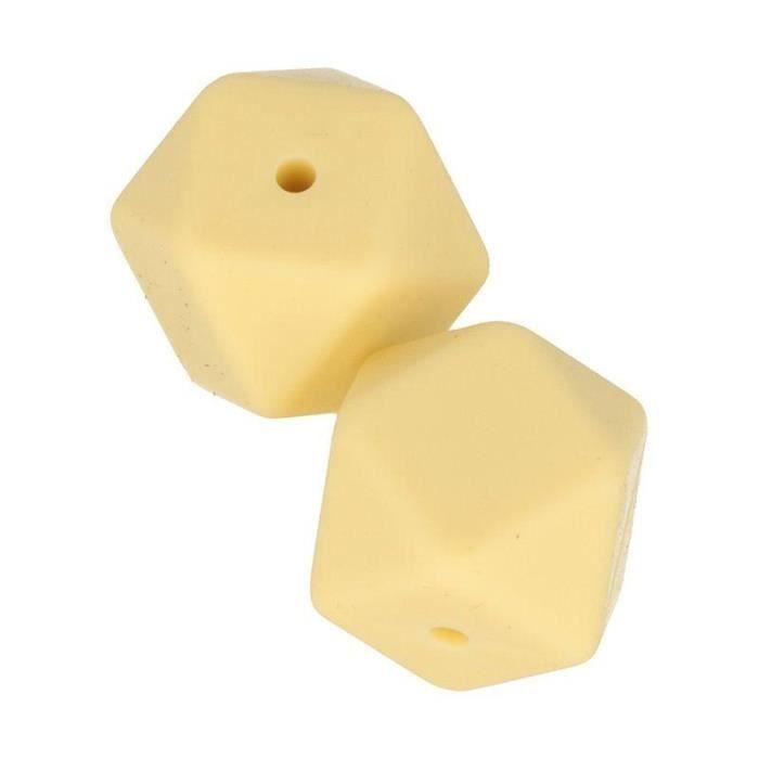 Perles à mâcher - ARTEMIO - 17 mm - Jaune - 2 pièces - Silicone hexagonal