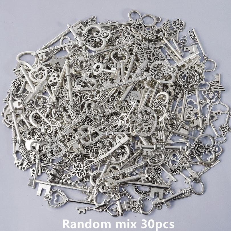 Random Mix Vintage Metal Big Key Charms Pendants For Jewelry Making Supplies DIY Handmade Keychain Decoration 10/20/30pcs Charm