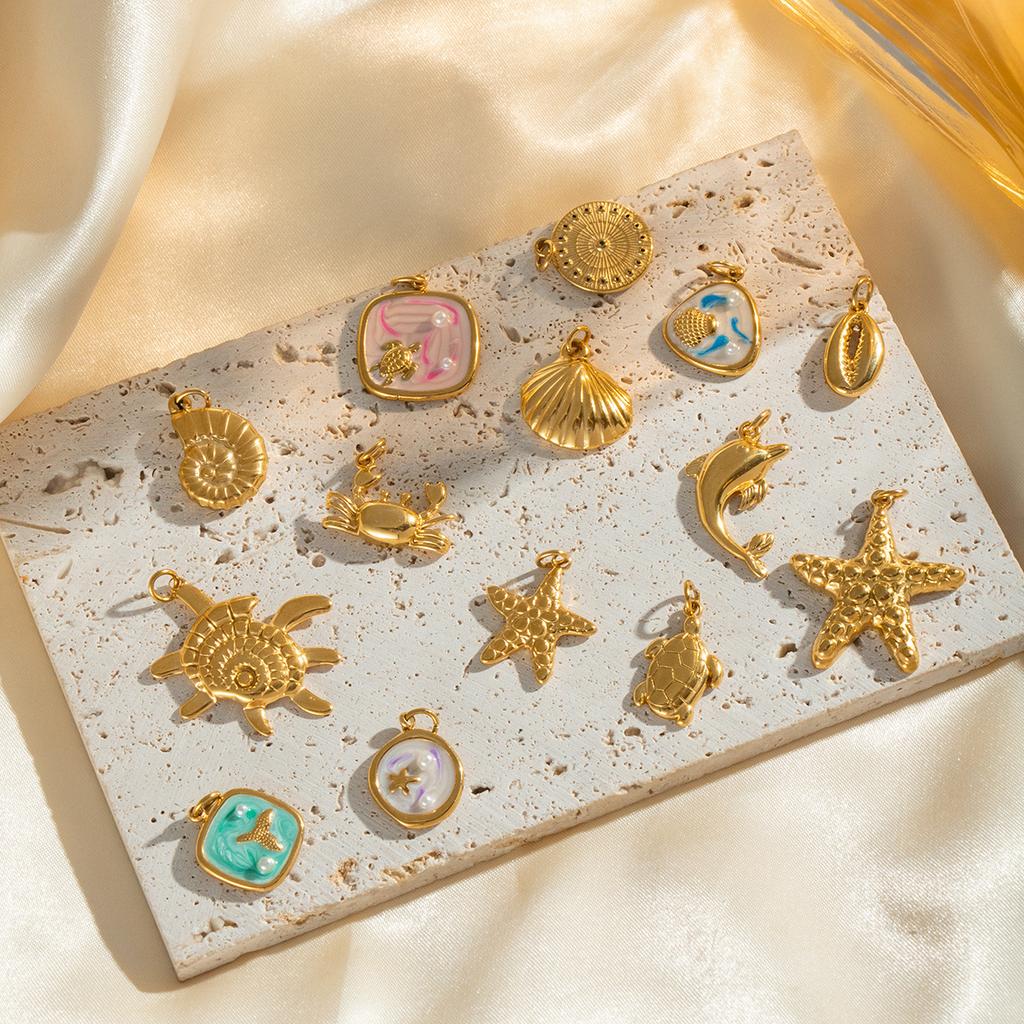  Ocean Style Hot Sale Small Animal DIY Pendant Accessories Waterproof Smooth Metal Handmade Polished Jewelry