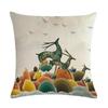 Nordic Cartoon Moose Art Oil Painting Linen Cushion Cover Living Room Sofa Car Decoration Furniture Pillow Cover 45*45Cm