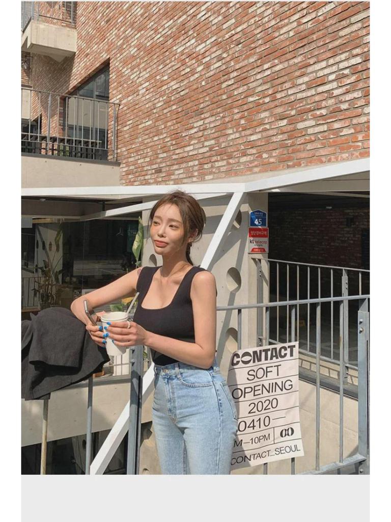 Women's Early Autumn Square Collar Slim Camisole - Korean Style Versatile Top