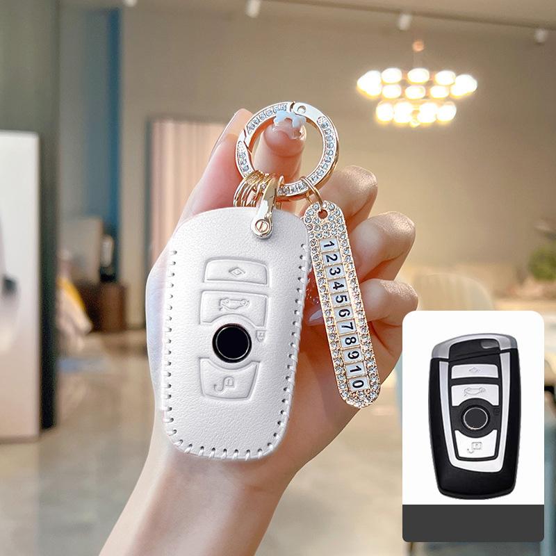 Genuine Leather Pink Car Key Case Cover for BMW F30 F31 F32 F34 F20 F21 F07 F10 1 3 5 7 Series X1 X3 G01 X4 G02 X5 F15 F16 M3 M4