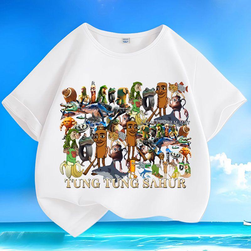 Children s Tungtungsahur Wooden Stick Figure Top Summer Boys and Girls Casual Top 100