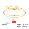 Cazador Enamel Red Cherry Charm Bracelet For Woman Stainless Steel Double Layer Beads Chain Fashion Fruit Jewelry Gift