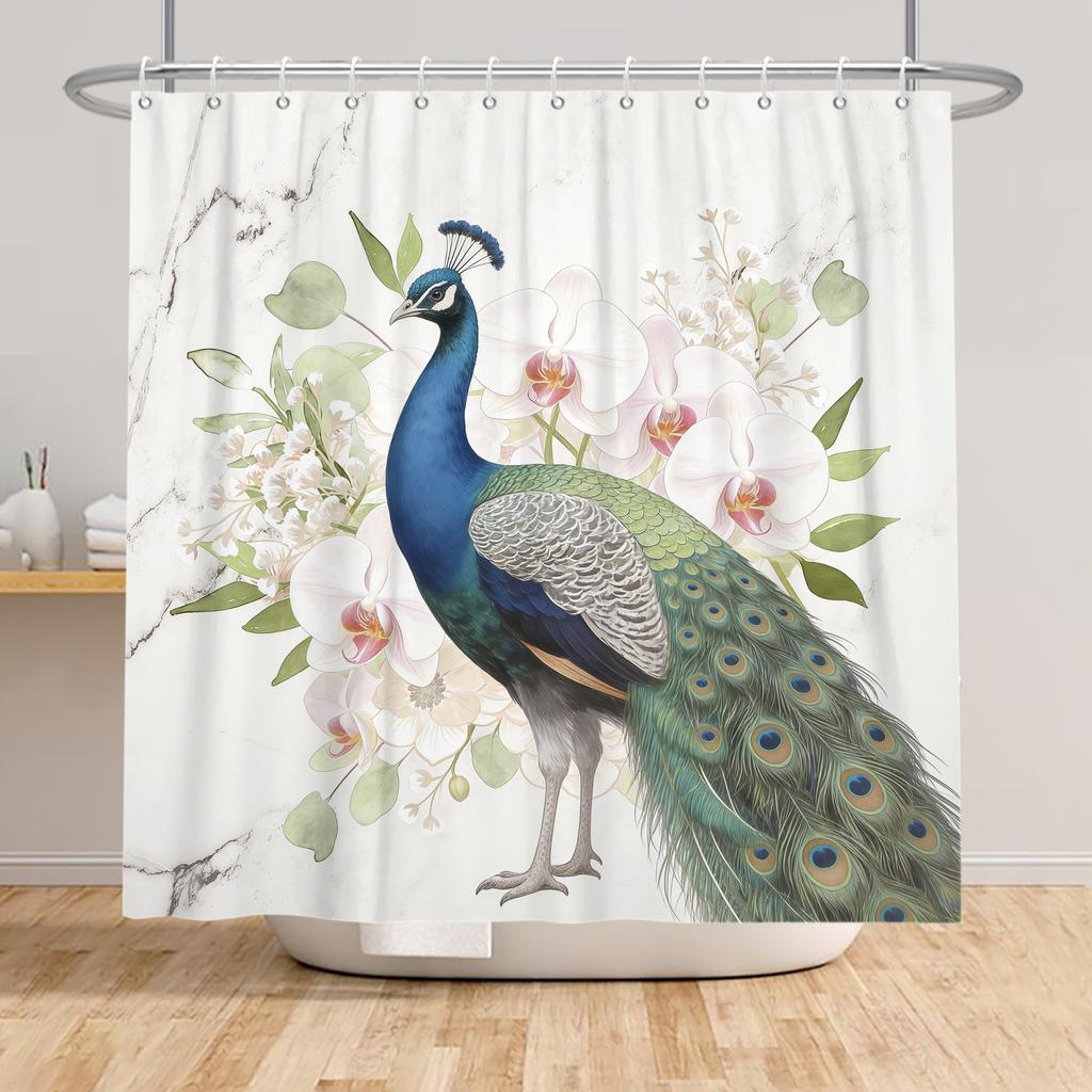 Jungle Animals Theme Bathroom Shower Curtain Deer Elephant Raccoon Decoration Waterproof Bathroom Polyester Curtain With Hooks