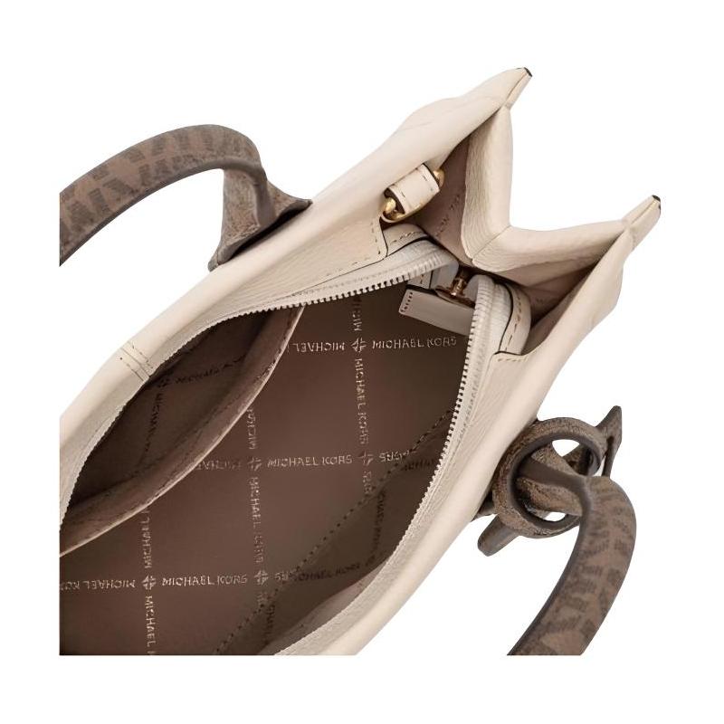 Michael Kors Mirella Logo Gold Hardware Calf Leather Tote Bag Shopping Bag Shoulder Handbag Small Women's Light Cream
