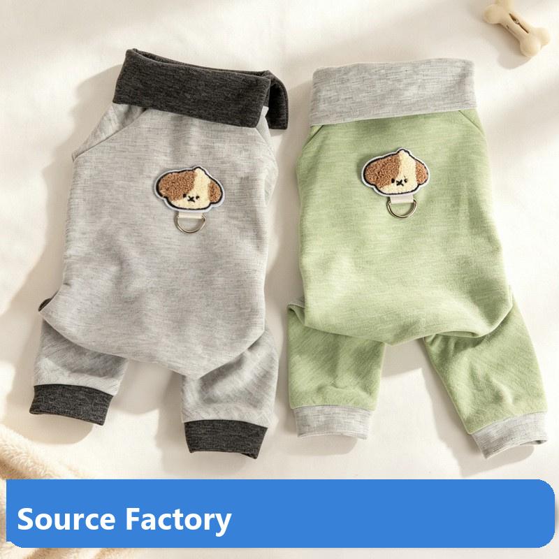 Dog Winter Classic Animal Print Super Soft Warm Elastic One-Piece Four-Legged Small Dog Home Clothing De Velvet Diagonal Collar