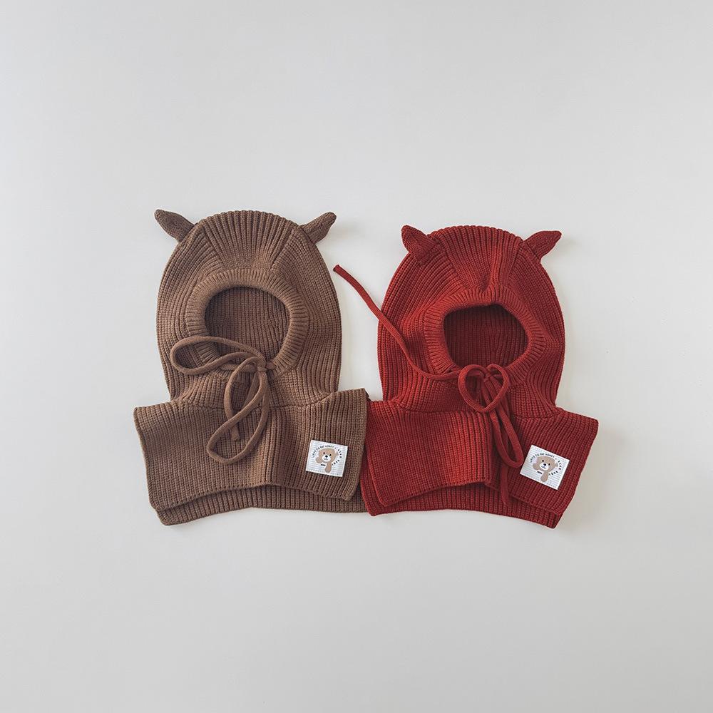2 in 1 Kids Hat Scarf Winter Set Baby Toddler Ear Flap Beanie Neck Warmer Knitted Balaclava for Boy Girl Warm Winter Accessorie