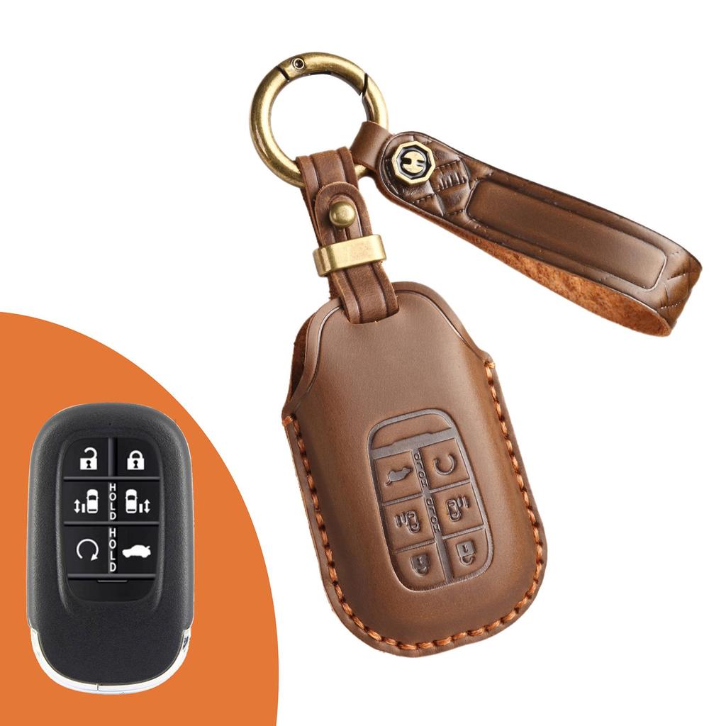Retro Handmade Genuine Leather Key Cover for Honda Accord/Civic