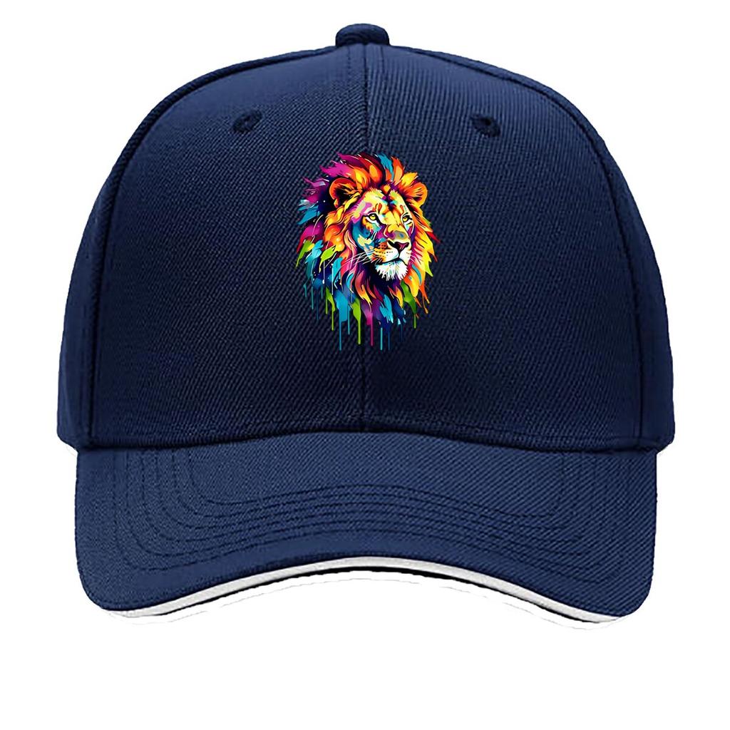 One Lion Design Cap Trendy Caps for Unisex Casual WomenS Hats Comfortable And Airy Curved Brim Sty Sandwich Baseball Cap