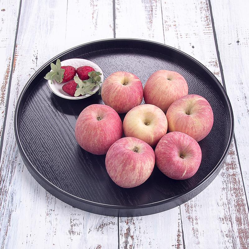 Round Wooden Pallet, Multifunctional Storage Plate, Tea Tray,Food, Bread Pan, Household Kitchen Supplies, Black, Brown, 21-37cm