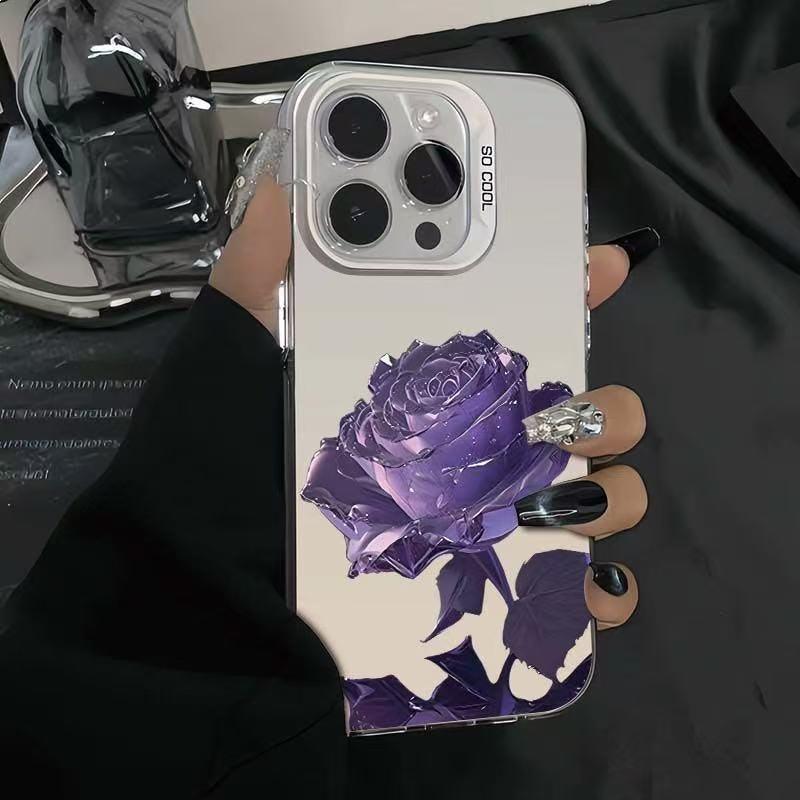Purple ice rose is suitable for Apple 17Promax mobile phone case personalized vitality case iPhone16/15/14 Europe and America 13