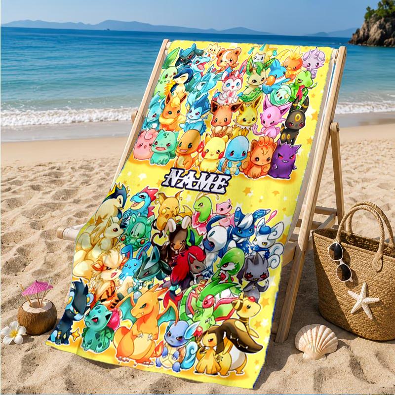 Custom Name Pika Microfiber Beach Towel, Quick-Dry, for Summer Travel, Beach Essential, Picnic Essentials, Swimming Pool