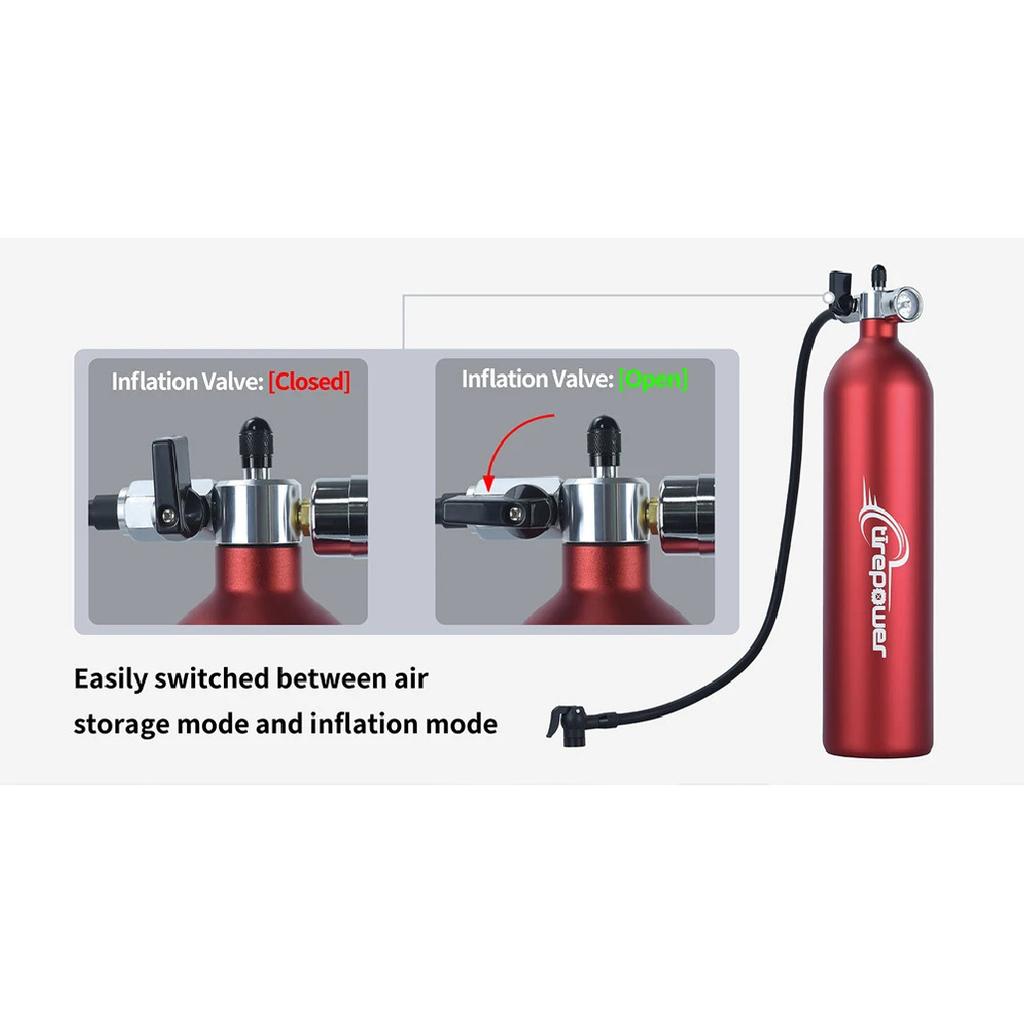 Ctrepower Tubeless Tire Air Bottle Tire Booster with Pressure Gauge & Valve Fast Inflator for MTB & Road Bicycle Vacuum Tires