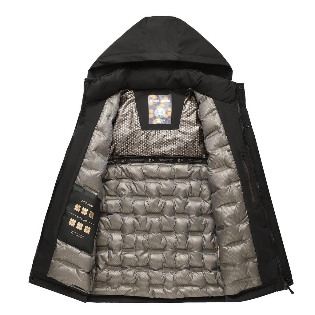 Men's Winter Hooded Jacket Warm Casual Windproof Coat Padded Thicken Parka Jackets for Men Quilted Full Zip Windbreaker Insulated Jackets with Hood