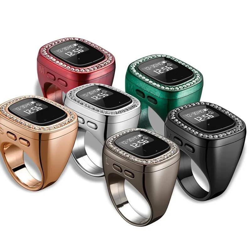 Diamond Finger Digital Counter Rings with Azan Alarm Vibration Reminder Unisex Intelligent Tasbih Tracks for Islamic Prayer Ring 1