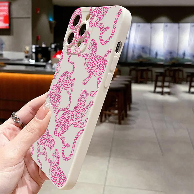Pink Leopard Print Pattern Phone Case For iPhone 17 16 15 Pro Max 14 13 12 11 XS XR 7 8 Plus 16E Shockproof Soft Silicone Cover
