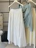 2026 New Women's Pleated Elastic Waist A-line Midi Skirt - High Waist, Slimming, Textured Design for Spring/Summer