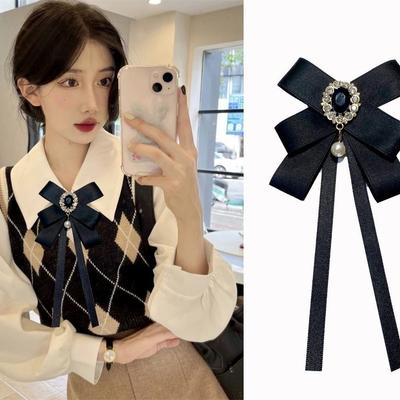 Accessory Rhinestone Women's Bow Tie Adjustable Pearl Pendant Shirts Bow Tie Elegant Rhinestone Bow Tie For Shirts