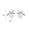 PONYKISS  Sterling Silver Zircon Pearl Bowknot Stud Earrings for Women Minimalist Cute Fine  Light Luxury Accessories