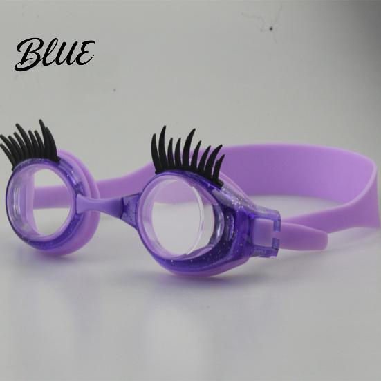 PC Lenses Goggles Kids Swim with Eyelashes Waterproof No Leakage Anti-Fog UV Adjustable Headband Protection Clear Lens Boys Girls Silicone Swimming