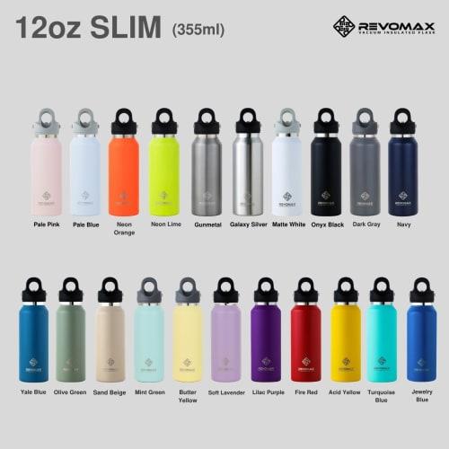 [REVOMAX Official] 12oz Slim 355ml Carbonated Stainless Steel Bottle, Keeps Hot Drinks Hot for 18 Hours, Cold for 36 Hours, Vacuum Insulated, Gift Ide
