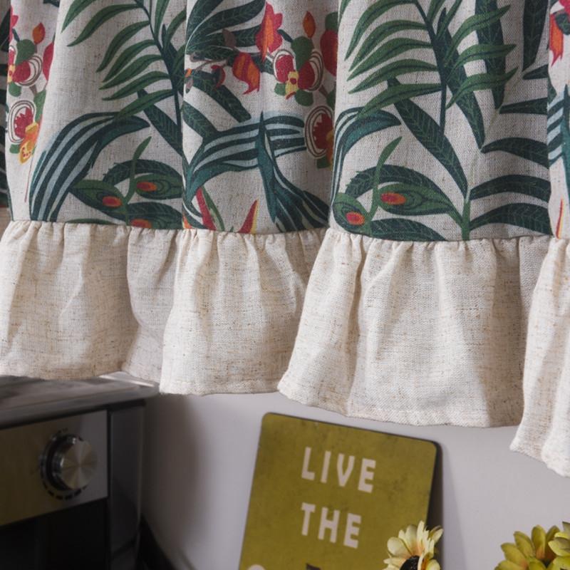 Ruffle Edge Curtains Lace Hem Short Curtain for Kitchen Small Window Drapes Dust Cabinet Door Curtain Coffee Shop Decor