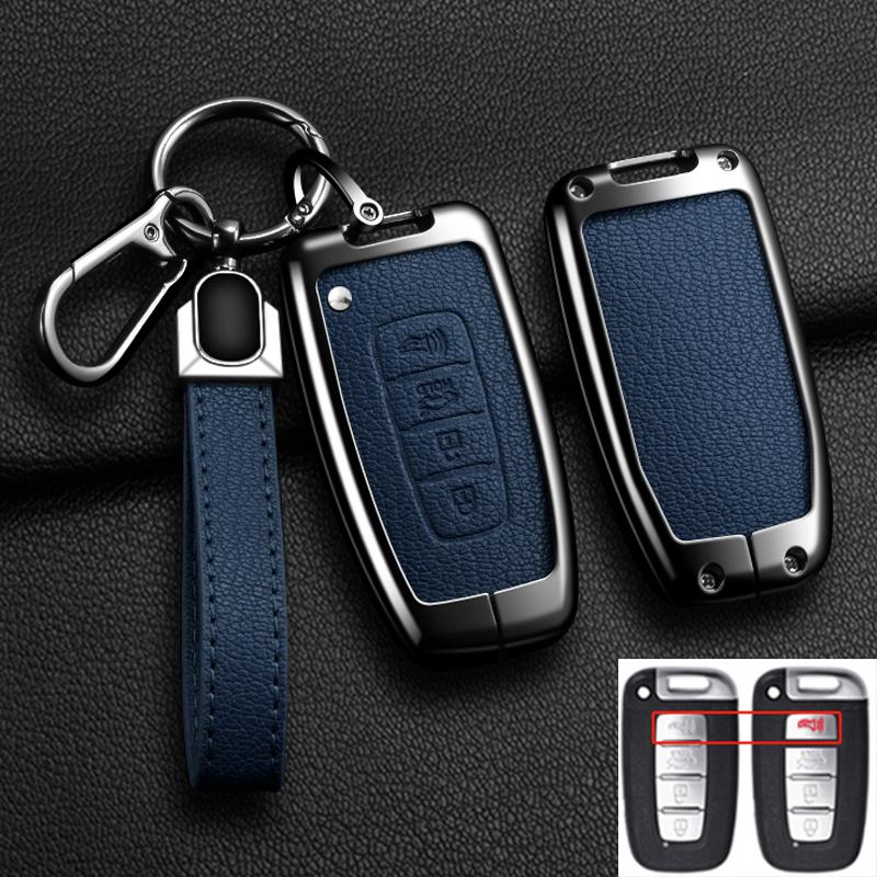 Car Remote Key Case Cover for Hyundai Genesis Coupe Sonata Ix35 for KIA Forte Sportage K2 K5 New Alloy Leather Auto Accessories