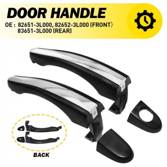 Outside Door Handle Black Chrome Front+Rear Left For Hyundai Azera 2006-2011 EXV