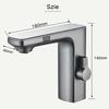 Touchless Sensor Basin Faucet Smart Digital Display Bathroom Sink Faucets Grey Brass Sense Hot Cold Water Mixer Tap Crane
