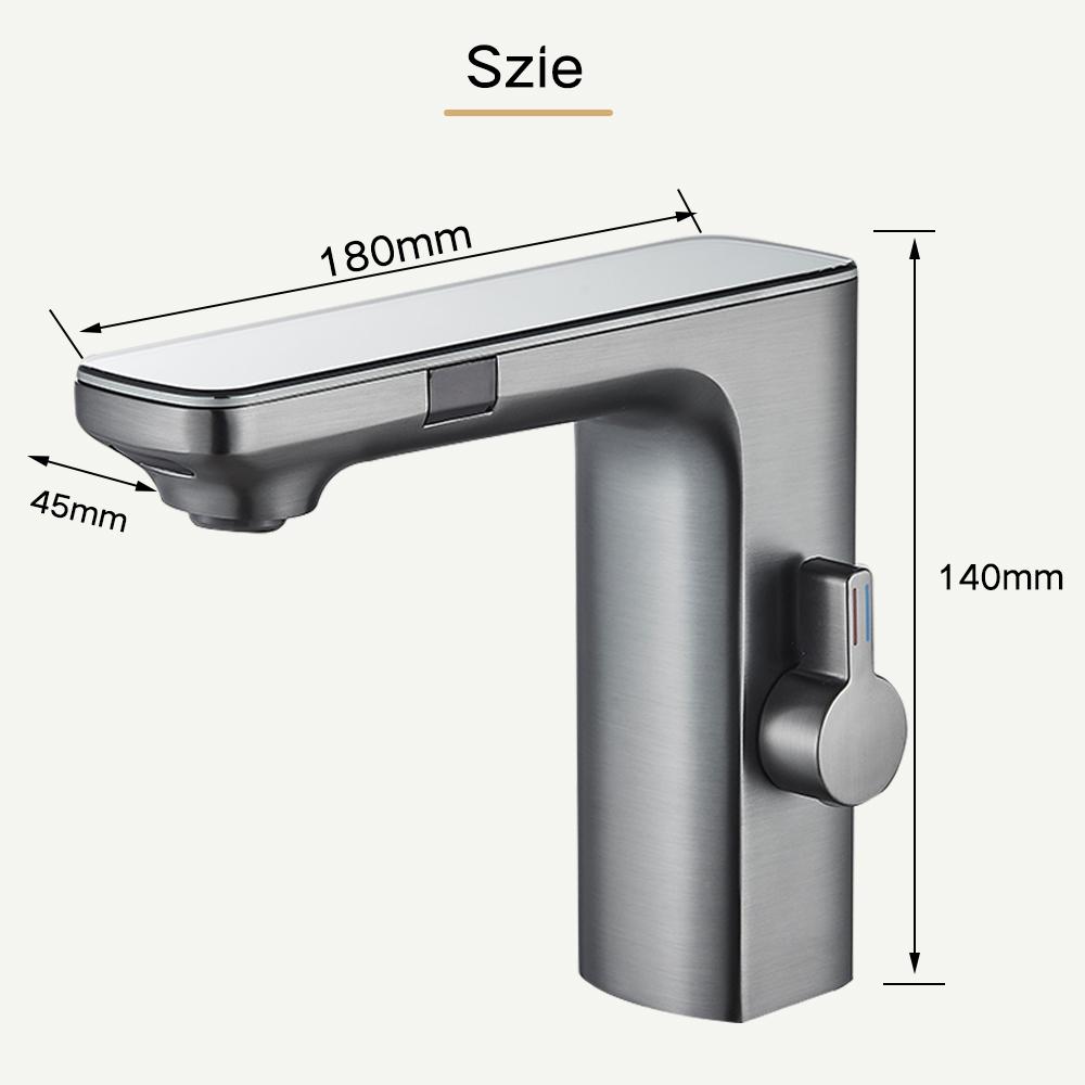 Touchless Sensor Basin Faucet Smart Digital Display Bathroom Sink Faucets Grey Brass Sense Hot Cold Water Mixer Tap Crane