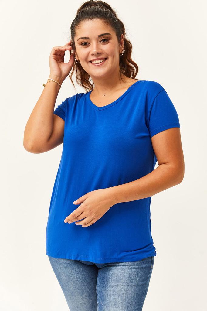 Damski styl Duży rozmiar T-shirt Plus rozmiar Dekolt w serek Podstawowa krótka koszulka z krótkim rękawem Czarny T-shirt