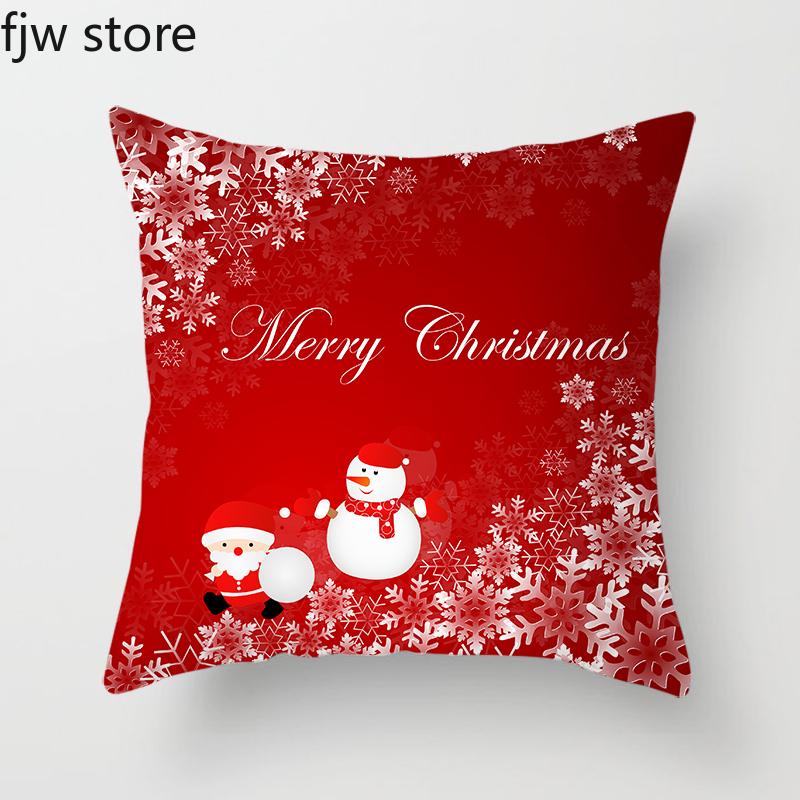 Merry Christmas and Happy New Year Decorative Pillow Cover Sofa  Ornament Office Chair Cushion  Hotel Home Decor