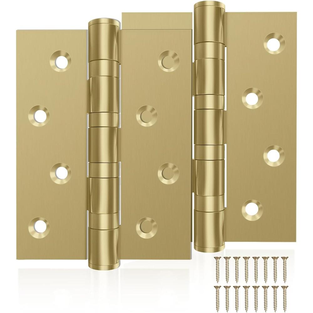  2-Piece 10x7.8cm Heavy-Duty Stainless Steel Door Hinges With 16 Screws – Black/Gold/Silver – For Entry Doors, Cabinets, Windows, Toolboxes