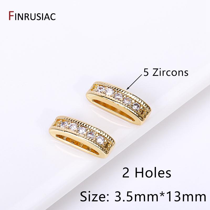 

Trendy 18K Gold Plated Brass Zircon 2/3 Holes Beads Separators Beads Jewelry Making Accessories, DIY Jewelry Making Supplies 2 pieces