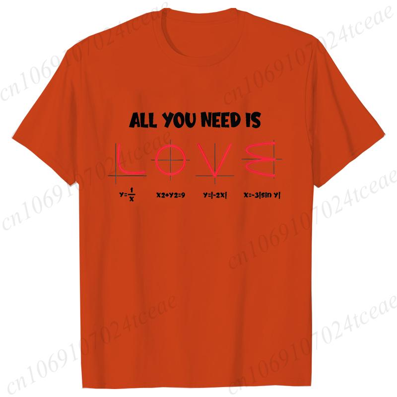 Retro Men's T-Shirt All You Need Is Love Math Equation Short Sleeve T-Shirt Summer Casual Tees Top Loose Oversize T-Shirt Men
