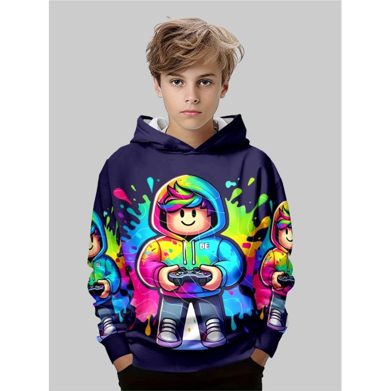 Autumn Gaming Themed Graphic 3D Printed Hoodies Fashionable Casual Sports Long Sleeved Children's Boy Hooded Sweatshirts