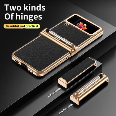 Überzug Pc Ledertasche Für Samsung Z Flip 4 Luxus Scharnier Schutzhülle Klapp Abdeckung Für Samsung Galaxy Z Flip 3 4 Touch S Pen
