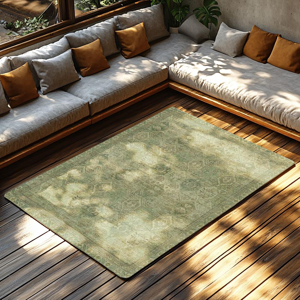 Vibrant Bohemian Area Rug, Soft Blue Ethnic Pattern Carpet,Non-Slip Living Room Rug,Washable Low Pile Decor for Bedroom, Hallway