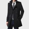 Winter Woolen Double-breasted Trench Coat for Men Medium-length Slimming Overcoat British Style