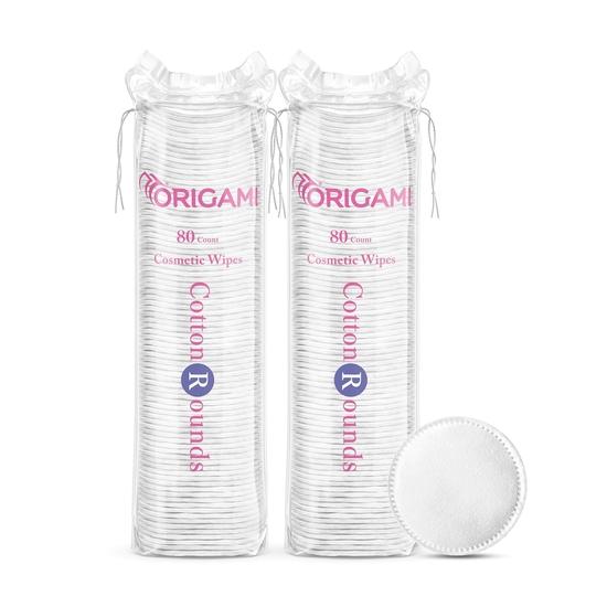 Origami-Baumwollpads zur Gesichts-Make-up-Entfernung | Vormake-up-Reinigung | 80 weiche runde Pads - 2er-Packung (160 Pads)