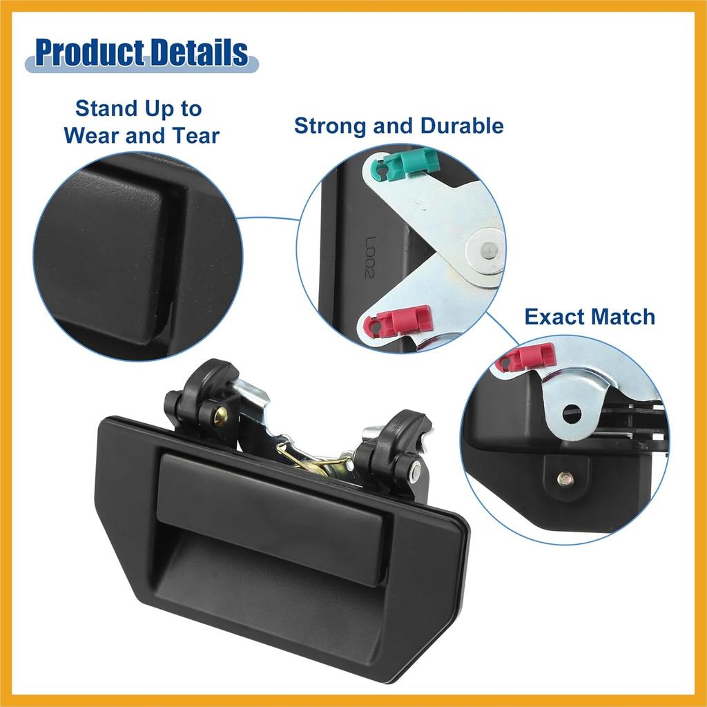 Tailgate Handle Rear Door Liftgate Latch Handle Fit for Nissan Frontier D21 - Pack of 1 Black Durable Material Replacement
