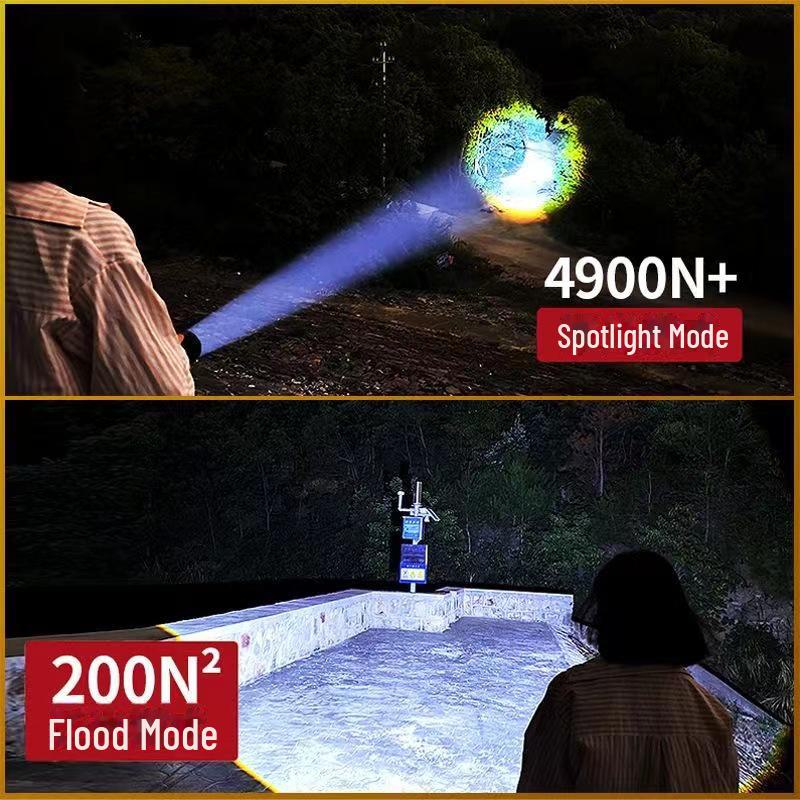 USB Rechargeable Multi-Function Outdoor Flashlight with White Laser, Side Red & Blue Warning Lights
