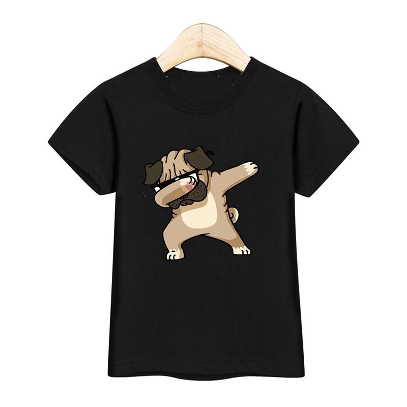 

Children Dab Dog Print T-Shirt Boys Girls Summer Casual Fashion Sportswear Baby Round Neck Short Sleeve Children Top T-shirt 100cm чорний